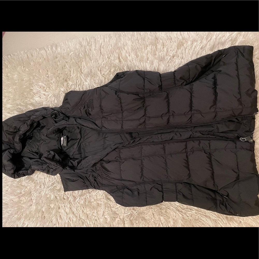 North face puffer hooded vest, black, size small
